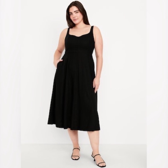 Old Navy Fit & Flare Linen-Blend Midi Dress XLP NWT - Picture 2 of 5